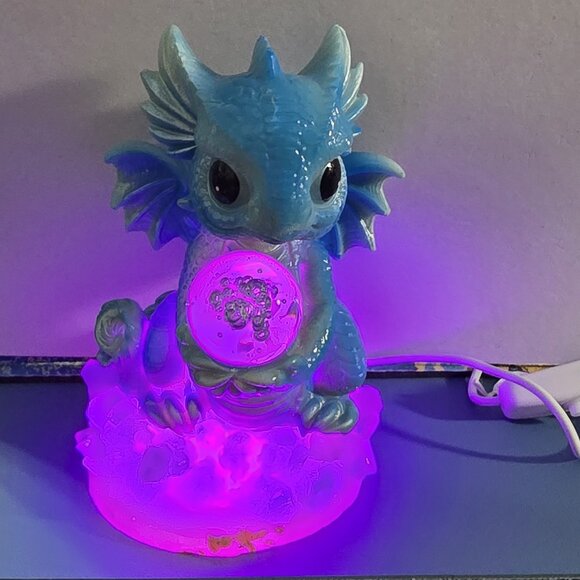 Amethyst Nest Baby Dragon Light Crystal Agate Base USB Fantasy Lamp Decor - Picture 3 of 9